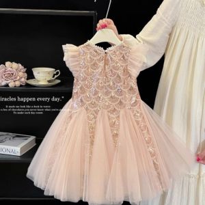 Pink Mermaid Glitter Tulle Princess Dress