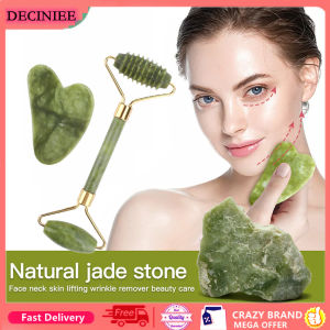 DECINIEE Jade Roller Facial Massage Set: Natural Xiuyu Stone Face Massager & Guasha Board Face-lift Kit