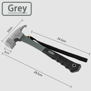 Portable Carbon Steel Camping Tent Hammer Multifunction Tool - Peg Stake Puller Mallet Awning Canopy Remover Extrator