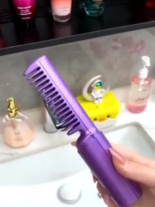 Straight Hair Comb Portable Hair Straightener Comb Wireless 2 in1 Charging USB Hair Straightener