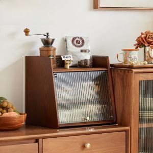 ชั้นวางของขนาดเล็กแบบไม้แท้สำหรับจัดระเบียบชาน้ำชา แก้วกาแฟ ชาม แก้ว ชั้นวางของบนพื้นโต๊ะกาแฟแบบลำลอง