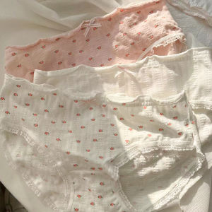 Quần Lót Cotton Họa Tiết Hoa Nhỏ Màu Hồng Trắng Dễ Thương Ngọt Ngào Phong Cách Nhật Bản Cho Nữ Quần Lót Cotton Nguyên Chất Cạp Thấp