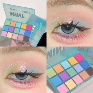 Macaron Colored Series Eye Shadow Plate 15 Colors Blue Pink Colorful Daily Play Makeup Halloween Cos Stage