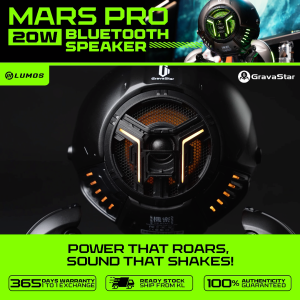 GravaStar Mars Pro 20w Black Wireless Bluetooth 5.0 Speaker 6 Dynamic RGB Light Portable Wireless Stereo
