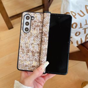 Colours Weave Leather Phone Case For Samsung Galaxy Z Fold 7 6 5 4 3 Fold6 Fold7 Hinge Protective Shockproof Protective Cover