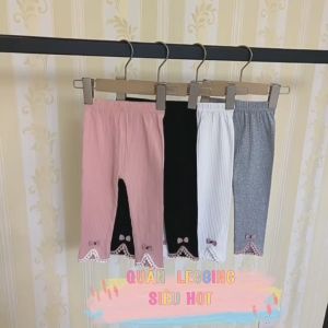 Quần tất thun tăm viền ren cao cấp cho bé Quần Legging Dài Bé Gái Cực Thoải Mái Và Sang Chảnh Quần Dài Bé Gái chất dày dặn co giãn 4C