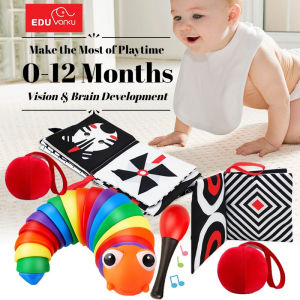 EduVanku Baby Toy Early Learning Toys Sensory Montessori Cloth Book Soft Ball Hammer Birthday Goodie Bag Gift Toys for Boys Gilrs 1 Year Old