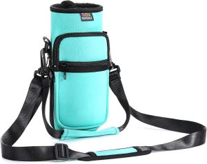 Moko Water Bottle Carrier Bag Bottle Pouch Holder Adjustable Shoulder Hand Strap 2 Pocket Sling Neoprene Sleeve Sports Water Bottle Accessories for Men/Women Hiking Travelling Camping