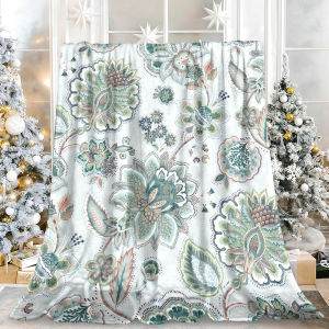 Beast Kingdom | Boho Floral Paisley Flannel Blanket Soft Fuzzy Plush Cozy Warm Throw for Sofa Bed Couch Home Decor Gifts