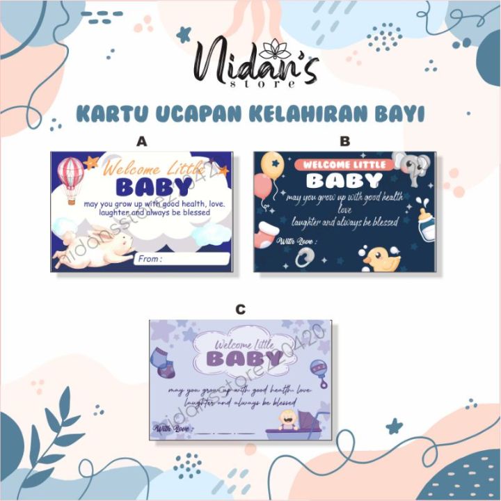 (3 PCS KARTU UCAPAN KELAHIRAN BAYI WELCOMING BABY NEW BORN GIFT CARD  GREETING CARD BLANK SET MURAH TIDAK LUNTUR