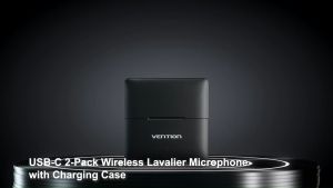 Vention mic-rô không dây Lavalier Mini giảm tiếng ồn với hộp sạc cho iPhone 15 14 13 Pro Max Samsung Huawei Xiaomi phỏng vấn ghi video phát trực tiếp vlog USB C 2 gói kẹp không dây trên mic