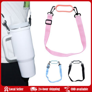 Water Bottle Shoulder Strap 25mm Silicone Portable Handle Strap Polyester 0.6-1.3m for 30oz 40oz Tumbler Cup Crossbody Strap Adjustable Water Bottle Shoulder Strap Polyester Crossbody Bag Strap for Tumblers WomenS ValentineS Day Easte