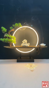 Thác Khói Phong Thuỷ Tiểu Cảnh Trầm Hương Di Lặc Phát Tài Thiền An Shop Decor Không Gian Sống.
