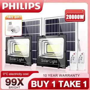 BUY 1 TAKE 1 Solar Light With Solar Panel 20000W Outdoor Waterproof IP68 Original 606LED 680000mAh Solar Flood Light Garden Lamp Room Night Light Bulb For Courtyard Automatic