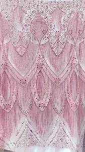 Luxury Gold African Sequins Lace Fabric 2026 Nigerian French Beaded Sequins Lace Fabric 2Yards for Women Party Dresses AT2997