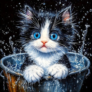 Huacan New Arrivals 2026 Diamond Painting Cat Bucket Diamond Mosaic Animal Art Decorative Paintings