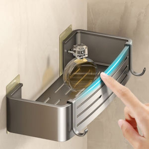 No Need to Drill Walls for Installation Aluminum Bathroom Shelf Shelves Shampoo Rack Storage Holder Kitchen Organizer Wall Rack