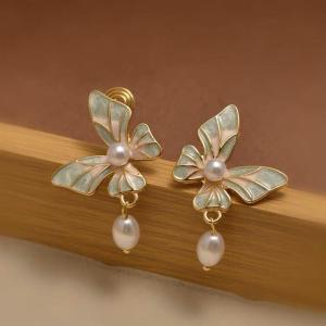 Colorful Butterfly Childrens Ancient Chinese Style Ear Cuffs No Piercing Required Girls Accessories for Hanfu And Ma Face Skirts