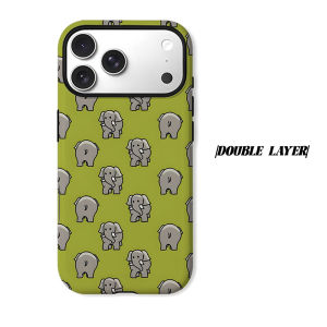 Cute Olive Elephant Phone Case for iPhone 18 17 16 15 14 13 12 11 Air Pro Max Plus Double-layer Cover