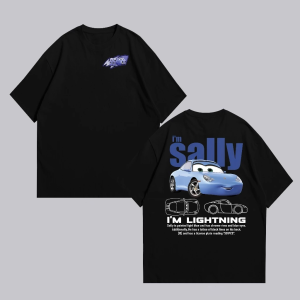 Summer New Lightning Mcqueen and Sally Print Couples T-shirt Sally and Mcqueen Cotton Short Sleeve Men Women Tees Casual Tops