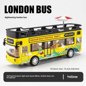 Large Alloy Double Bus Model Warrior Acoustic and Lighting Toys Bus Real Person Pronunciation Bus Bus Delivery Platform