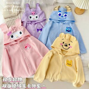 แจ๊กเก็ตเด็กฤดูใบไม้ร่วง: การออกแบบหูการ์ตูนลายน่ารักคาร์ดิแกนบางสําหรับทั้งชายและหญิงพร้อมหมวกแบบถอดได้สําหรับเด็กชายและเด็กหญิง