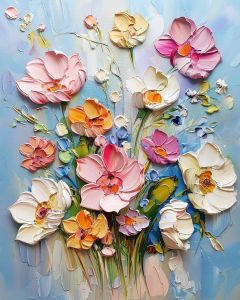 Bandai | Hand Painting Textured Colorful Flowers Landscape Painting By Numbers Kit DIY Artwork Canva Art Home Decoration Gift