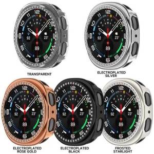 Vỏ Bảo Vệ Bling PC Hollow Cho Samsung Galaxy Watch 40/44mm Vỏ Kim Cương Cứng Vỏ Bảo Vệ Màn Hình