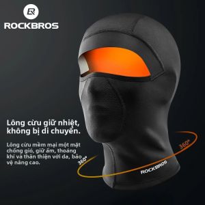 Mặt Nạ Đi Xe Đạp Mùa Đông ROCKBROS Chống Gió Chất Liệu Lông Cừu Mũ Trùm Đầu Dành Cho Xe Máy Xe Đạp Trượt Tuyết - Mũ Giữ Ấm Cho Xe Đạp