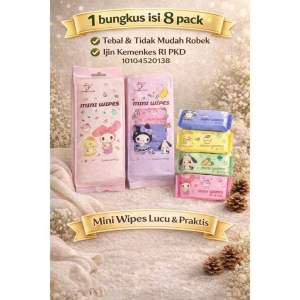 LRMS 8pcs/set Tissue Basah Mini/ Tissue Basah Travel/Tisu Travel/Wet wipes mini