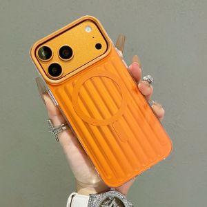 Corrugated 3D Stripe Luggage Pattern For Magsafe Magnetic Case For iPhone 17 Pro Max 16 15 14 13 Air Gloss Shockproof Hard Cover