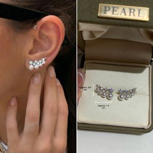 CAFFTI | Silver Earrings Pearl & Zircon Design