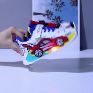 Mgo Kidss New Spring and Autumn Childrens Car-Themed Boys Sneakers Cartoon Light-Up Shoes for Kids Boys Glowing Running Shoes for Ages 1-3-6 Led Light-Up Shoes Lightweight Boys Shoes Light-Up Sneakers Christmas/Halloween Gift