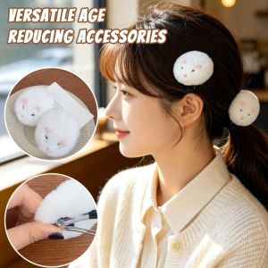 4Pcs Fluffy Soft Mouse-Shaped Hair Clips Cute Hamster Student Sweet and Funny Headband Hair Clip