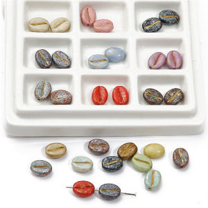 20pcs 10x8mm Hand Paint Acrylic Coffee Bean Beads for Necklace Bracelet Earring DIY Jewelry Making Loose Beads Accessories