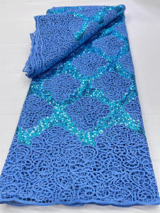 Multicolor Flower Embroidered Water Soluble Guipure Cord Lace Fabric Nigerian Material for Women Wedding Dress Sewing 5 Yards