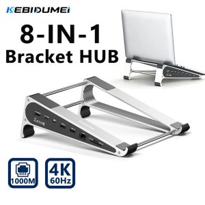 Kebidumei | BEBIDUMEI 8-in-1 Laptop Docking Station Bracket USB3.0 4K60Hz Gigabit Ethernet PD 100W SD TF Car Stand Computer Accessories