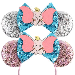 Disney Dumbo Mickey Mouse Ears Headbands Women Sequins Bow Hair Accessories Elephant Headband for Girls Kids Party Headwear Gift