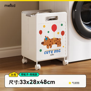 Foldable Dirty Laundry Basket with Wheels for Home Use Bathroom Laundry Hamper Cute Cartoon Style Storage Basket for Clothes
