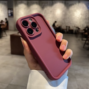[Thickened Anti-Fall Explosion-Proof] round Edge Wine Red Soft Case for Samsung S24ultra Phone Case S23 Frosted S22 Silicone S20 + Protective Case S21fe New A54/A73 Tide A55/A53a72