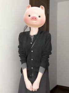 BINKAFENNY | เสื้อคาร์ดิแกนถักสีเทาทรงเข้ารูปสำหรับผู้หญิง คอกลม แขนยาว ทรงเข้ารูป แฟชั่นฤดูใบไม้ร่วงและฤดูหนาว เสื้อคลุมกันหนาวแบบสวมหัว