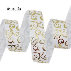 (10 หลา/Lot) 25 มม.ฟอยล์ร้อนปั๊มริบบิ้น grosgrain ของขวัญงานแต่งงานริบบิ้นม้วนขายส่ง