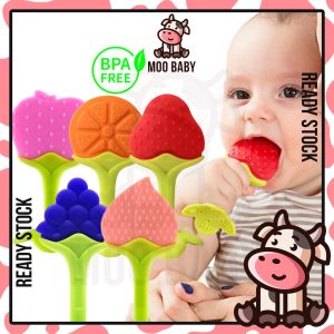 Moo Baby Teether Silicone Baby Bite Fruit Teether Fruit Shape BPA Free Teether Mainan Baby Mainan Budak Buah Buahan Baby Fruits Teether Toy Teether for Baby Toy for Baby Toy Baby Boy Toy Baby Kids Learning Toddler Toys Baby Bites Baby Gigit Teether Fruits