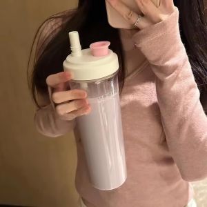500/850ml Water Bottles Straw Cup / Plastic Straw Cup with Lid / for Juice Milk Coffee Bubble Tea / Large Capacity Drinkware