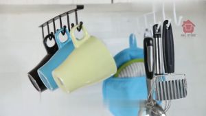 6 Slot Kitchen Cabinet Under Hook Mug Cups Holder Hanging Ladle