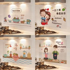 Kitchen Oil-Resistant Stickers Self-Adhesive Waterproof High-Temperature Resistant Wall Decals for Range Hood Creative Trendy Home Use