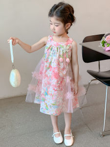 Princess Style Girls Summer Dress Fashionable Little Girl Vest Dress Cotton Material Soft Index Medium Pure Cotton Fabric