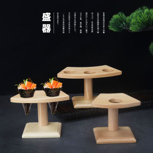 Wooden Sushi Dining Utensils Ice Cream Sushi Holder Hand Roll Sushi Rack One Layer Pure Color Popular Element from Mainland China