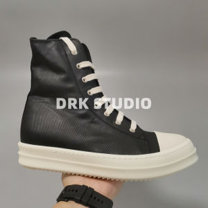 Classic Black White High Top Shoes Couple Dark Style Old Wax Cloth High Help Sneakers Casual Low Heel round Toe Daily Wear