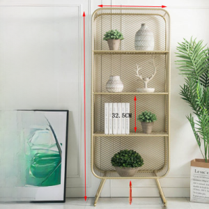 Living Room Bedroom Bedside Iron Bay Window Shelf Scandinavian Small Bookshelf Zero Formaldehyde Wall Edge Accessible Luxury Metal Storage Rack